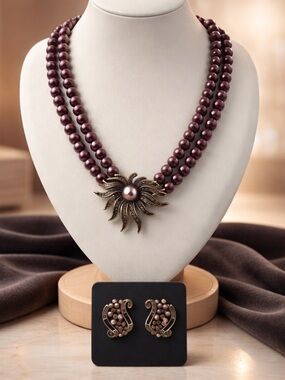 HEID DAUS “SUBLIME STAR” 2 STRANDS CRYSTAL DROP BEADED NECKLACE & Earrings Set